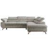 ECKSOFA PABLO L Hellgrau Schenille grob gewebt - Rechts Seite mit T25 Topper - Hellgrau/Schwarz, Textil/Metall (273/208cm) - MKS