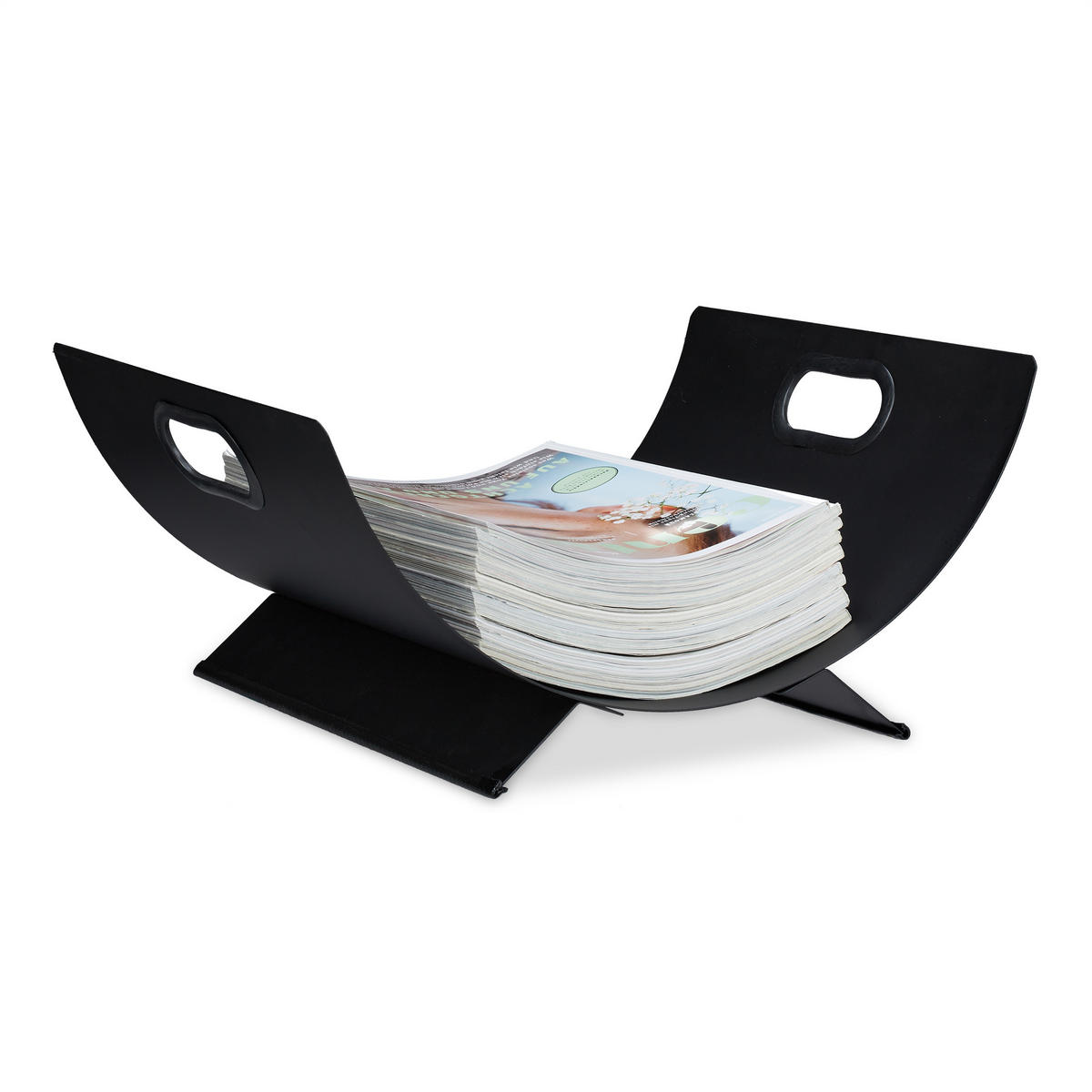 KAMINHOLZKORB Metall - Schwarz, Metall (40.5/18.5/33cm) - Relaxdays