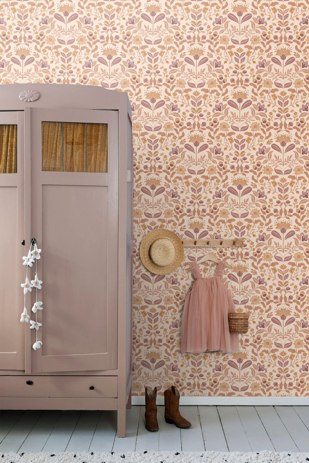 TAPETE Blumenmuster 50 x 900 cm - Beige, Papier (50/900cm) - ESTAhome