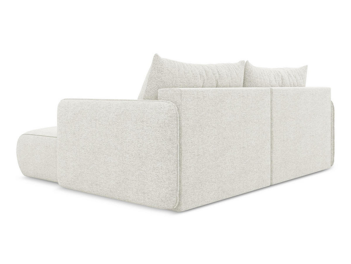 ECKSOFA mit Schlaffunktion Chenille Stoff Weiß - Schwarz/Weiß, Kunststoff/Textil (207/148cm) - Makamii