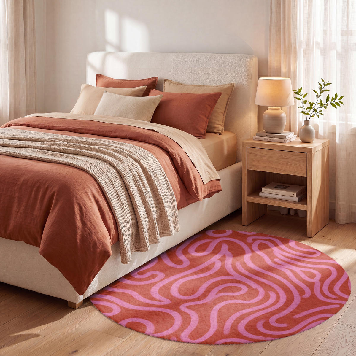 TEPPICH - Rosa - 120x120 cm - Rot, Kunststoff/Textil (120/0.4cm) - OnlyWow