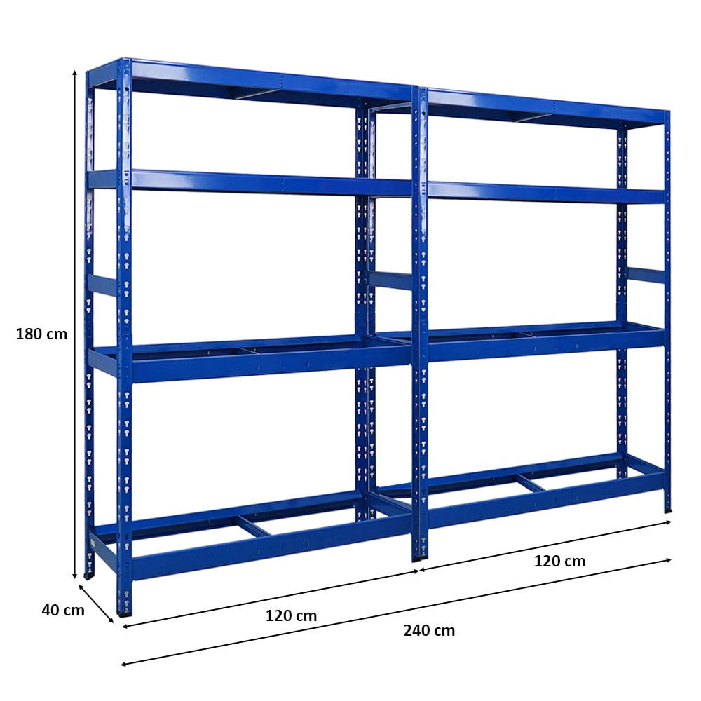 REIFENREGAL Tiger 2er-Set 180x120x40 cm bis zu 12 Reifen auf 2 Ebenen mit 2 Fachboden Blau - Blau, Metall (240/180/40cm) - PROREGAL