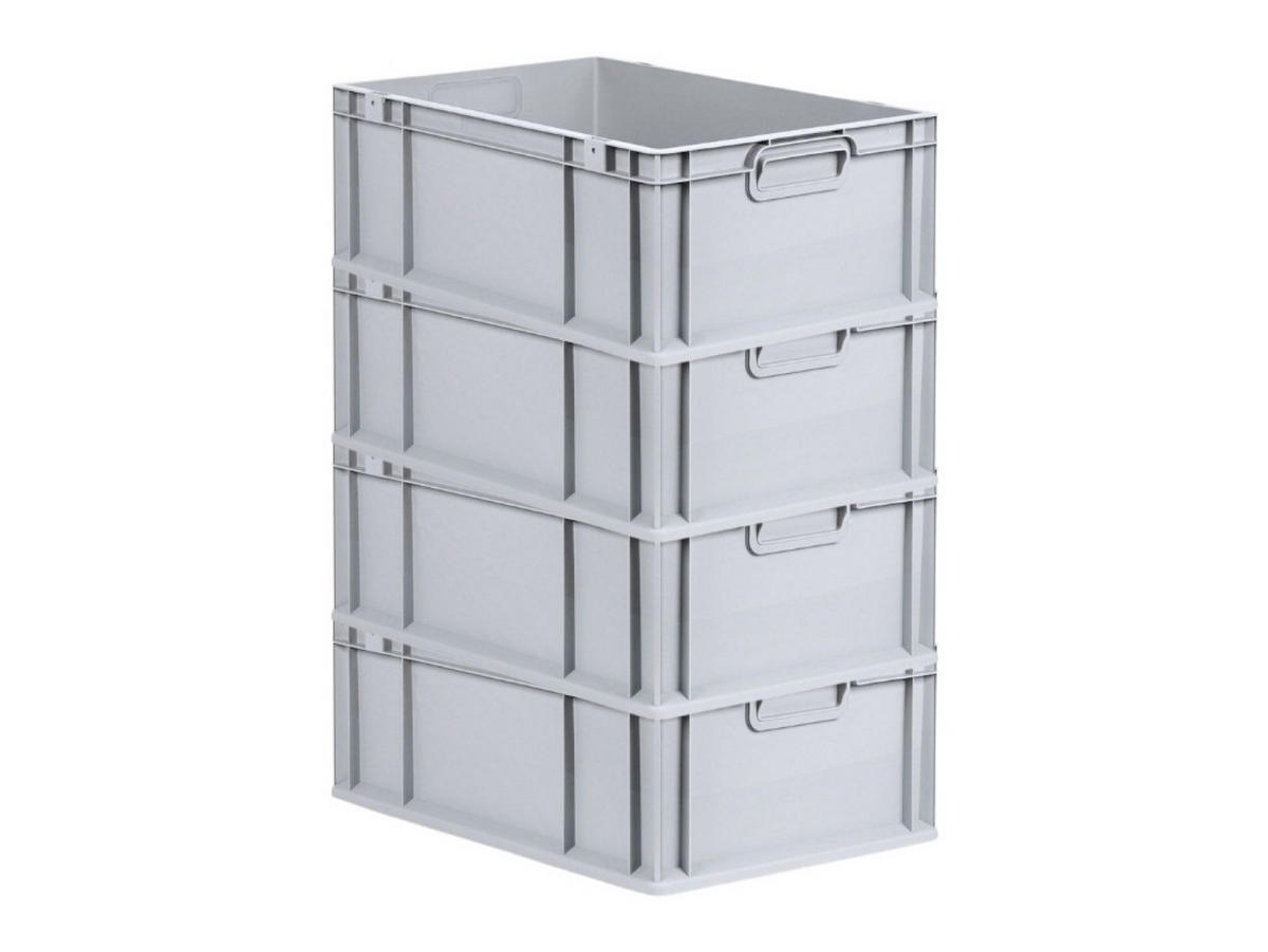 EUROBOX 4x Nextgen Economy Griffe Geschlossen 22x40x60cm 44 Liter - Grau, Kunststoff (40/22/60cm) - PROREGAL