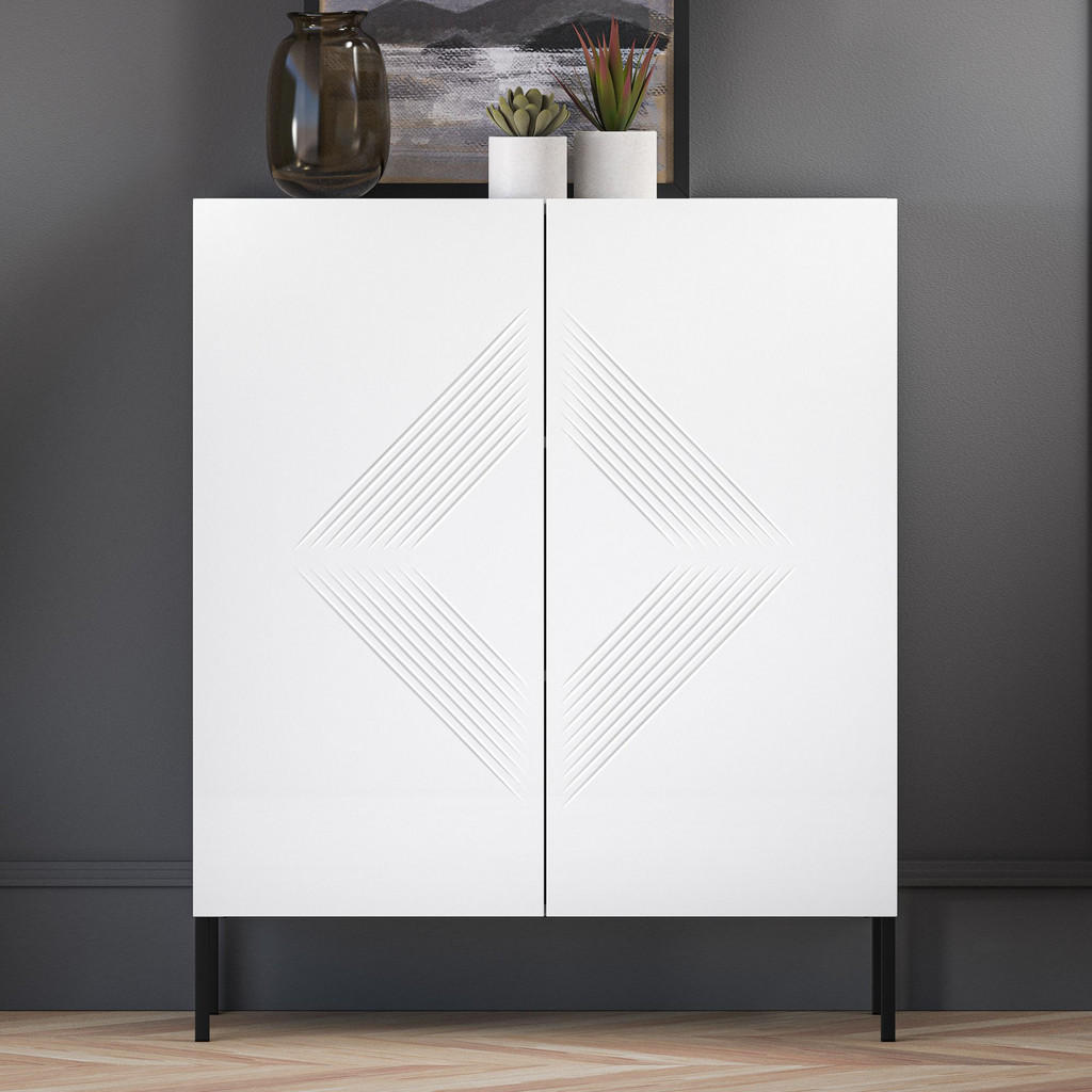 Thumbnail - Konsimo® Kommode, Weiß, Holzwerkstoff, 100x120x37 cm, Wohnzimmer, Kommoden & Sideboards, Kommoden