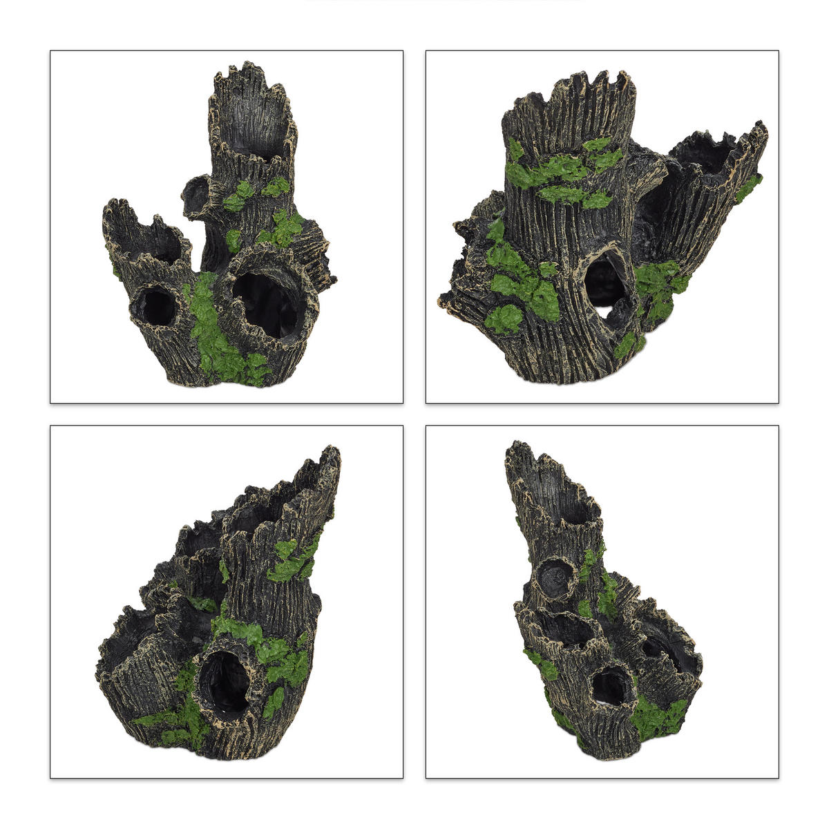 DEKORÁCIA akvária kmeňa stromu - čierna, plast (15.5/16.5/11cm) - Relaxdays