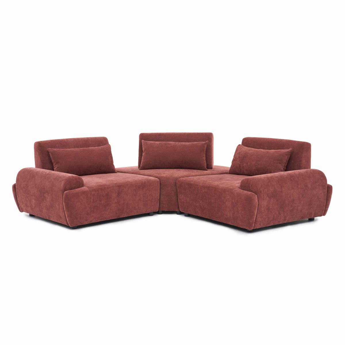 ECKSOFA 3-Sitzer, Rot - Rot, Textil (231/231cm) - Oviala