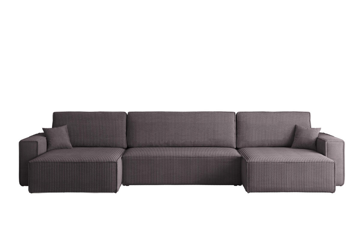 ECKSOFA Mit Schlaffunktion Und Bettkasten BEST U XL Stoff Poso Dunkelgrau - Dunkelgrau, Holz (142/372cm) - Kaiser Möbel