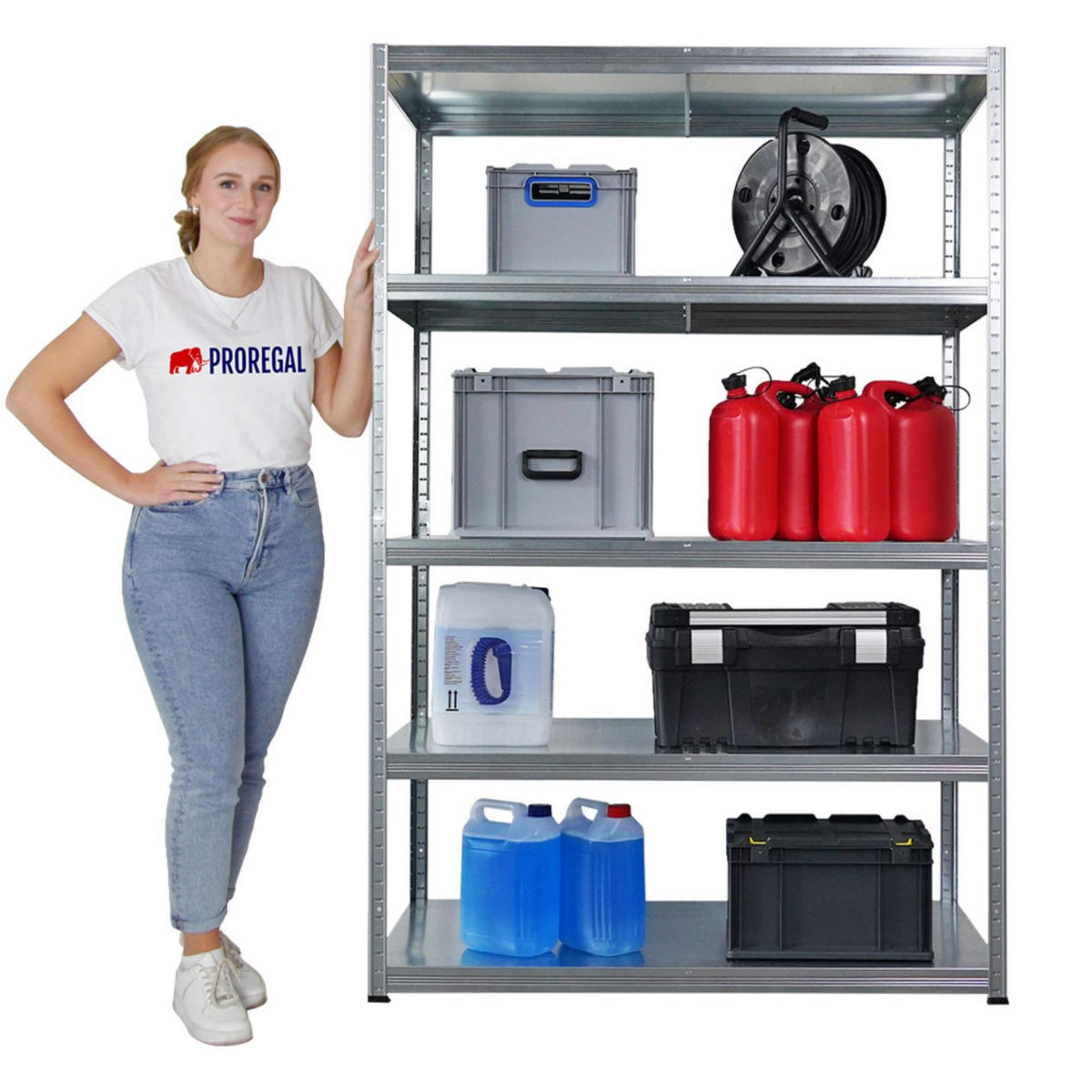 SCHWERLASTREGAL Steel Eagle 180x120x60cm Fachlast 130kg Verzinkt - Silberfarben, Metall (120/180/60cm) - PROREGAL