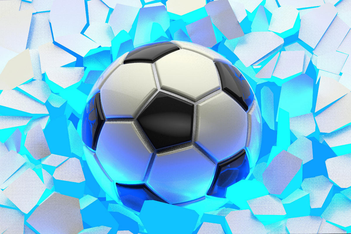 FOTOTAPETE Fußball Sport Abstraktion 3D 315x210cm - Blau/Schwarz, Papier (315/210cm) - Muralo