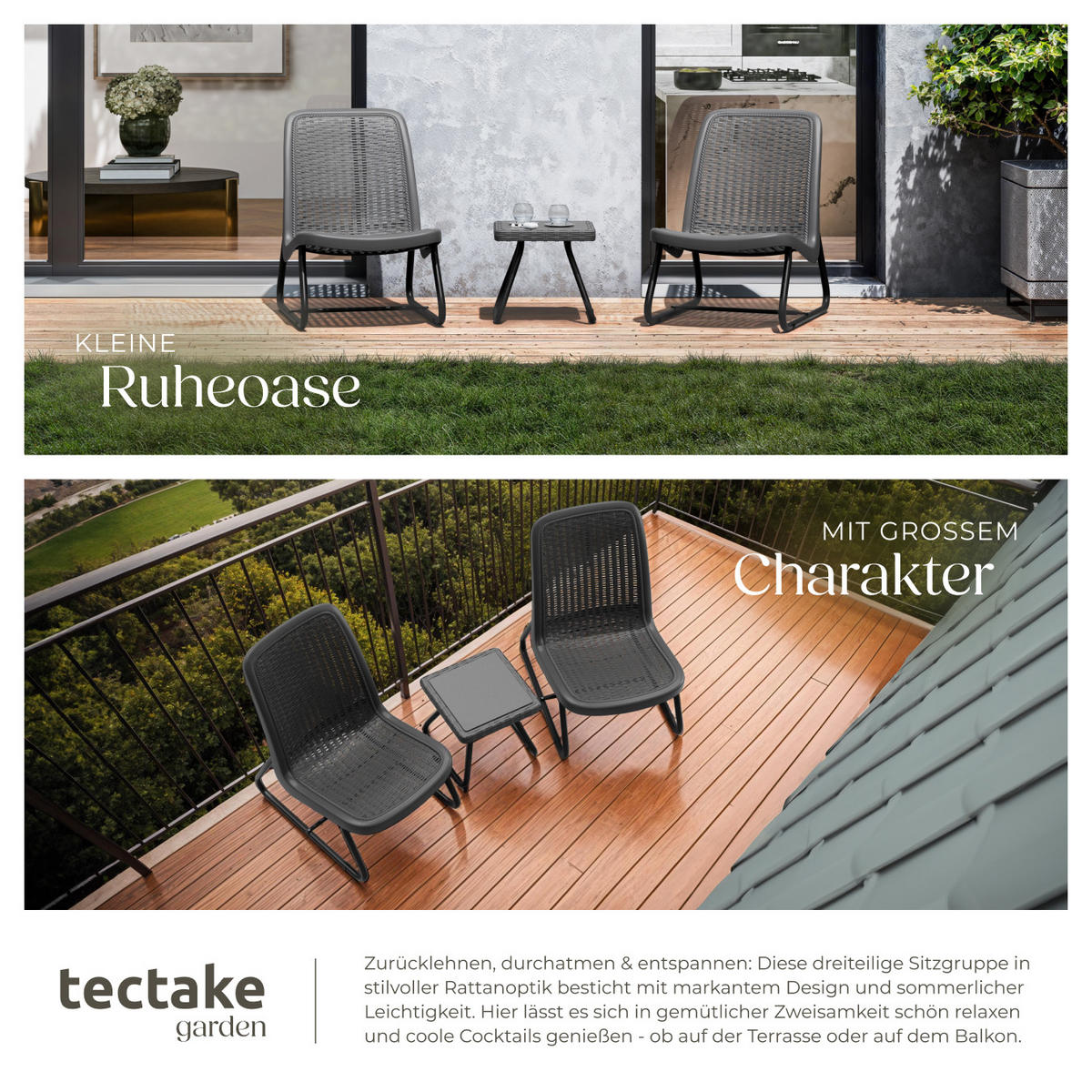 SITZGRUPPE Modica,Belastbarkeit Stuhl 120 kg, Schraubfüße,grau - Grau, Naturmaterialien/Textil - tectake