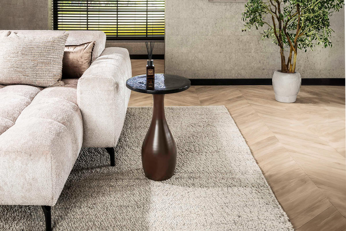 BEISTELLTISCH MOKKA Braun Glas - Braun/Kupferfarben, Glas/Metall (40/40/60cm) - KAWOLA