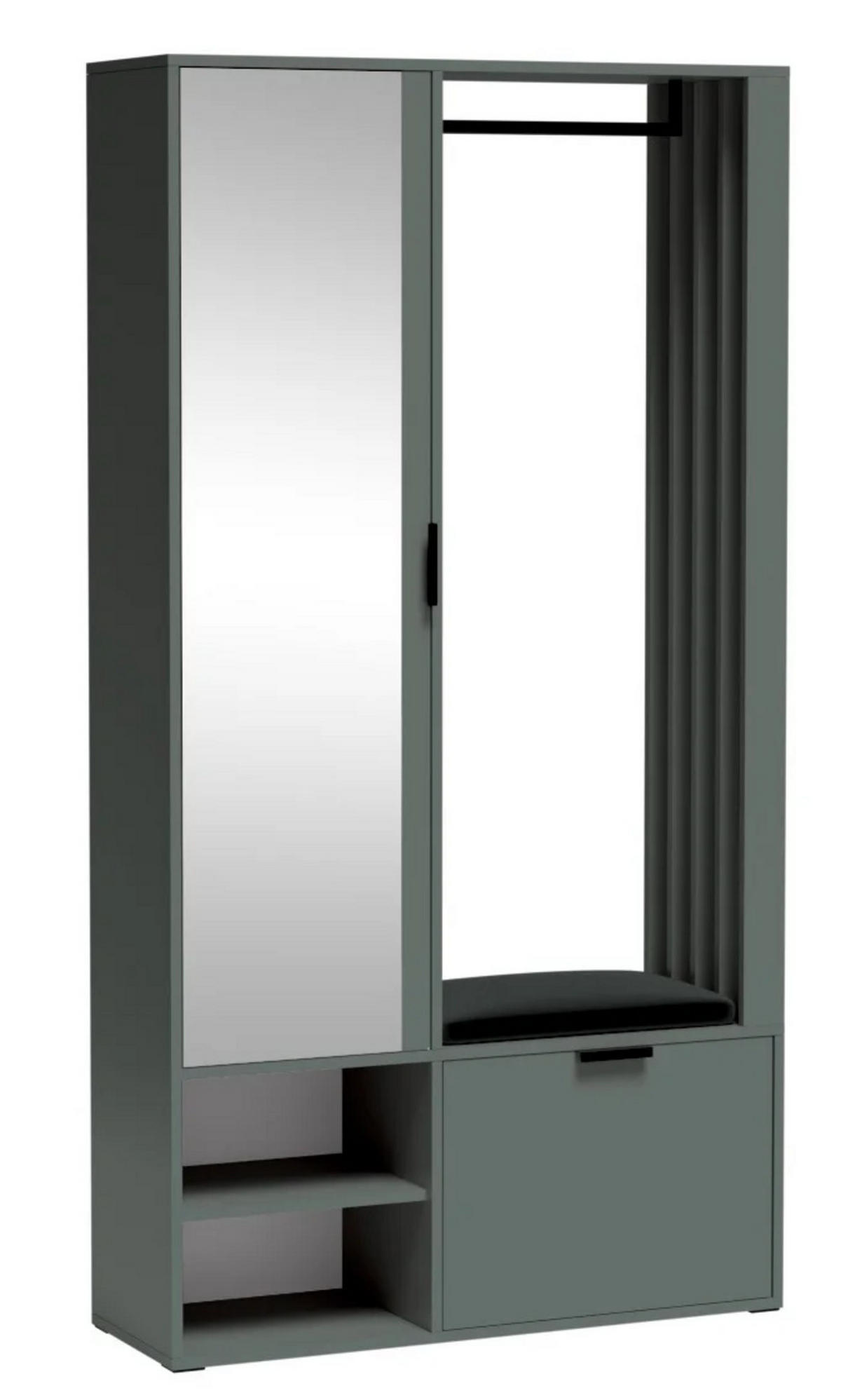 GARDEROBENSCHRANK MILANO UNI Sitzbank - Dunkelgrün, Holzwerkstoff (100/190/33cm) - Meblini
