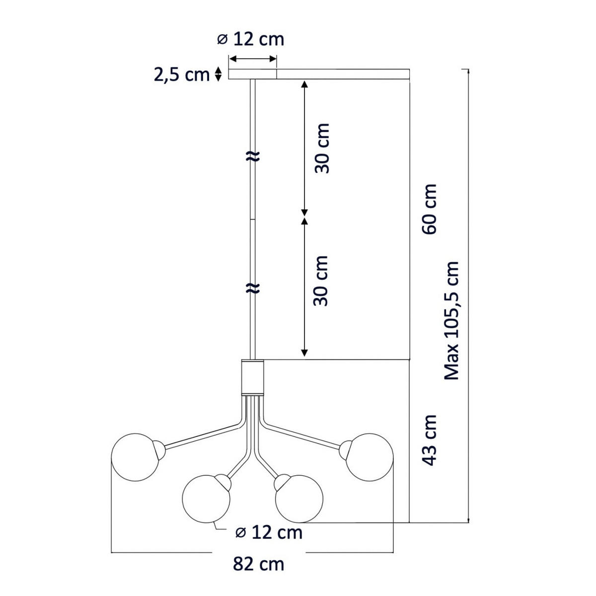 KRONLEUCHTER Audrey, Bernstein und Messing, 43cm - Goldfarben, Glas (43/82/43cm) - KOSILUM
