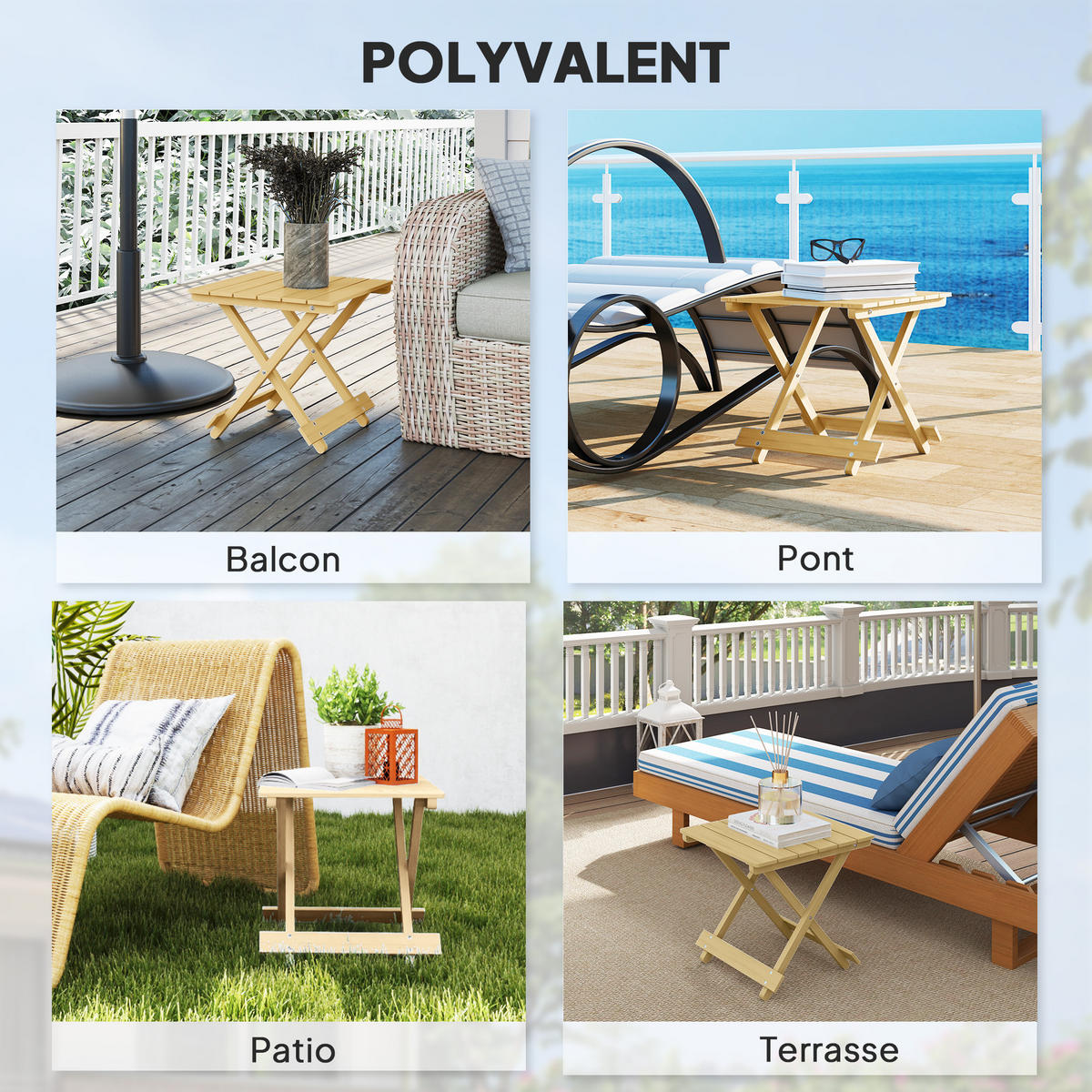 GARTENBEISTELLTISCH DE-14153 klappbar, Massivholz-Lattenrost, 40x43x40 cm Natur - Naturfarben, Holz (43/40/40cm) - ComfortXL