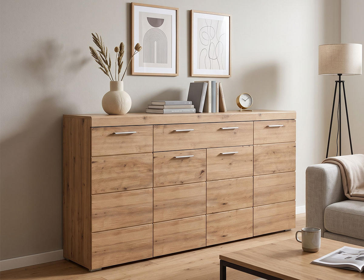 SIDEBOARD Arenara Eiche Artisan 171 / 38 / 86cm - Eichefarben/Eiche Artisan, Holz/Holzwerkstoff (171/86/38cm) - Feldmann-Wohnen