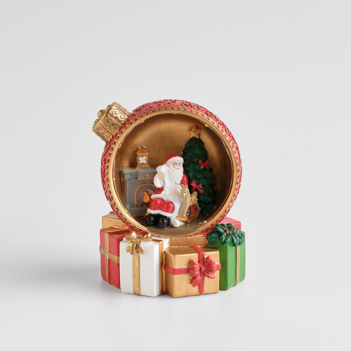 DEKOFIGUR Led SANTIO, 16 x 14 cm, Rot, Beleuchtet Weihnachtsfigur, Weihnachtsdeko, Deko Wohnzimmer, Winter Christmas, XMAS Geschenk - Rot, Kunststoff (12.5/16/14cm) - home&you