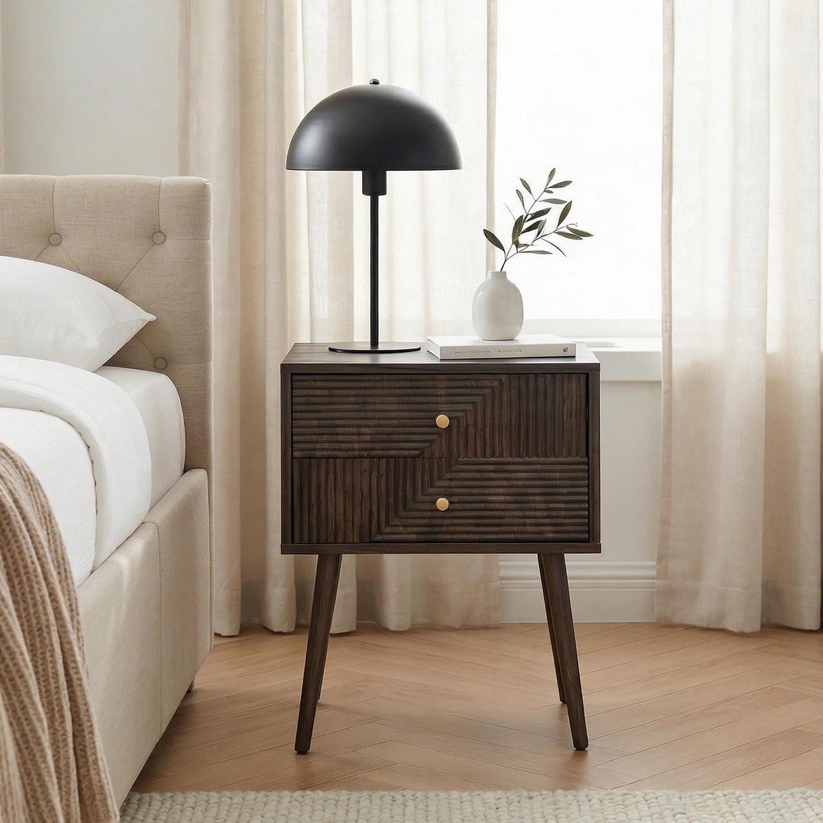 NACHTTISCH LIVIA dunkelbraun - Dunkelbraun, Holzwerkstoff (45/60/39cm) - IDIMEX