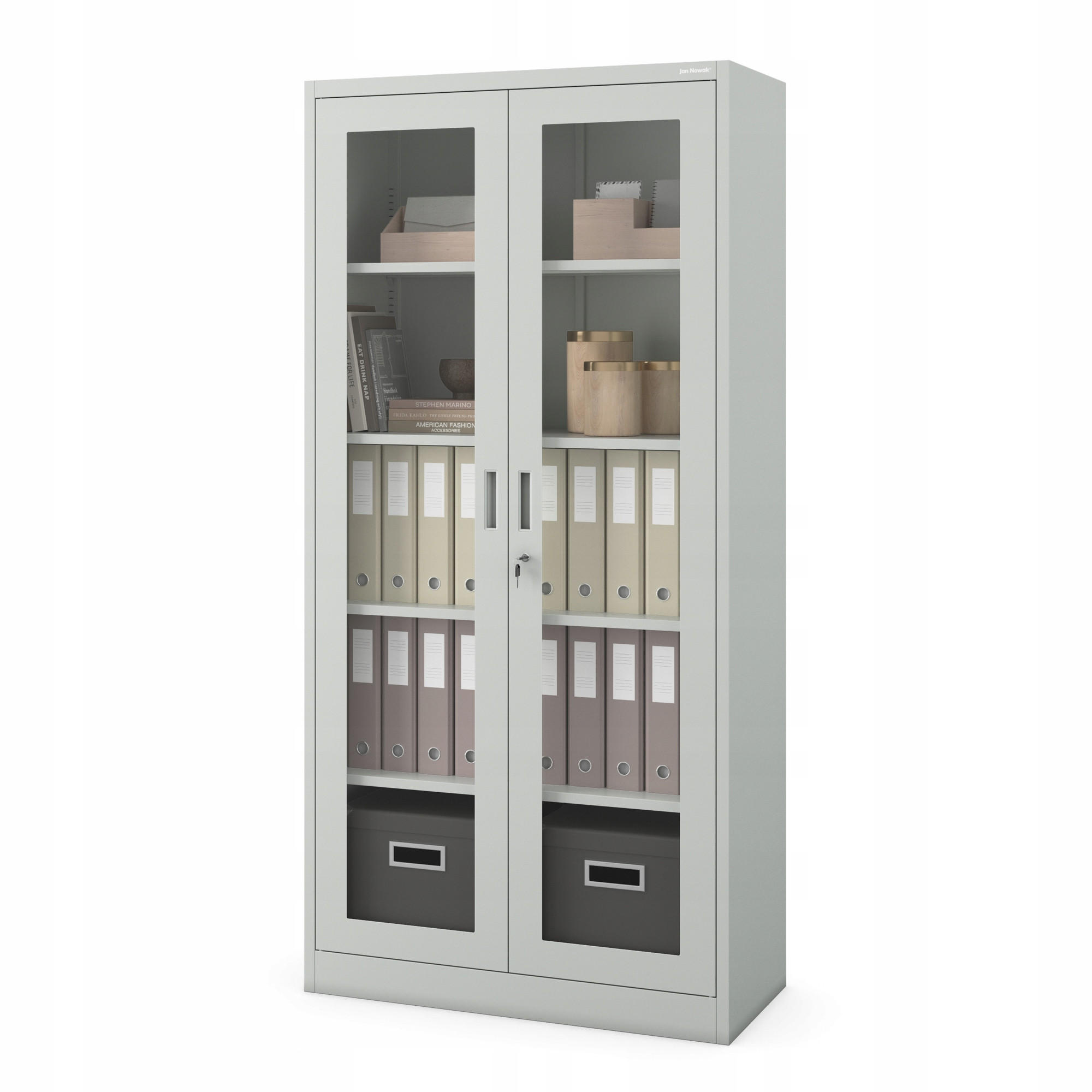 VITRINENSCHRANK Amelia - Grau, Metall (90/185/40cm) - Jan Nowak