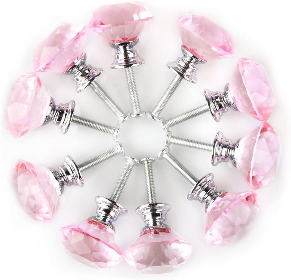SCHRANKKNOPF Kristall 10er-Set 30 mm - Silberfarben, Metall (3/2.9/0.3cm)