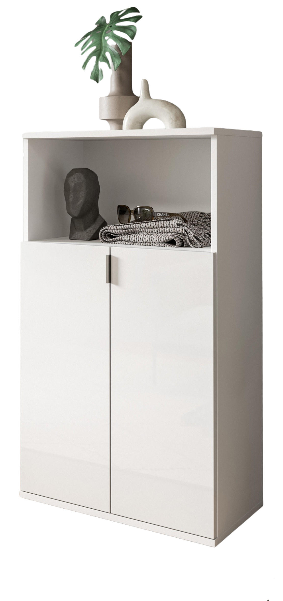 Inn.Furn Kommode Weiß Hochglanz 61x110x37 cm