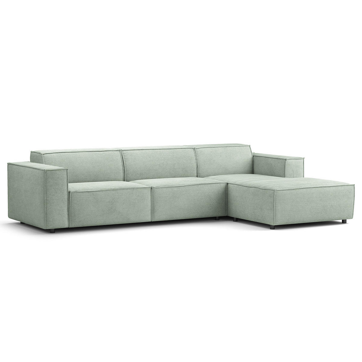 ECKSOFA mit Longchair - Schwarz/Mintgrün, Kunststoff/Textil (294/177cm) - home24