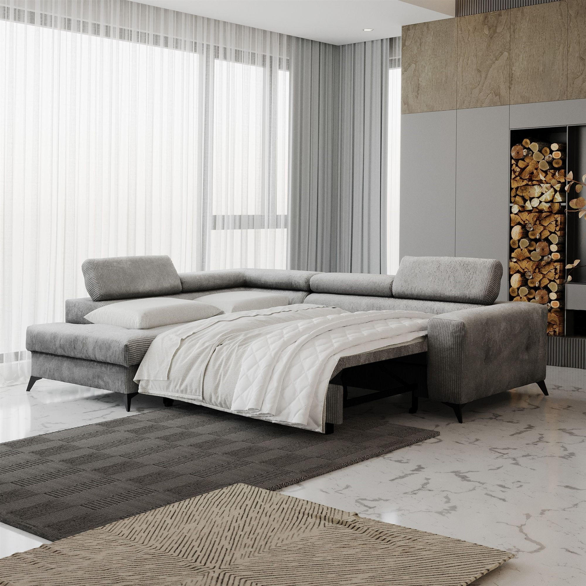 Thumbnail - Fun Möbel Ecksofa, Grün, Textil, L-Form, 271x202 cm, Wohnzimmer, Sofas & Couches, Wohnlandschaften, Ecksofas