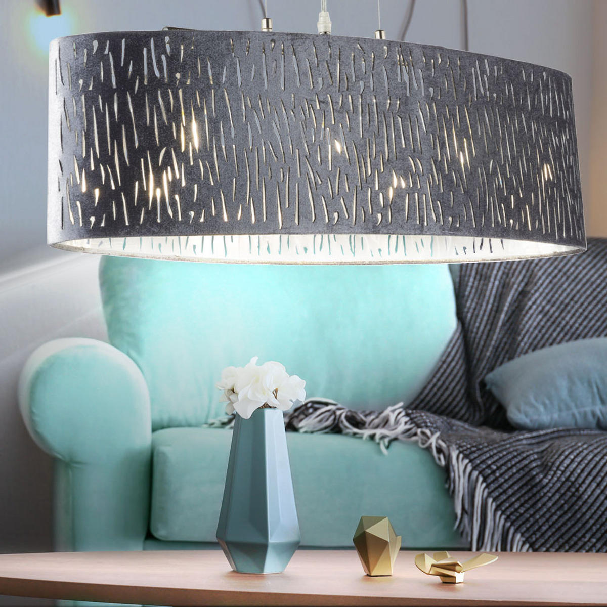 HÄNGELEUCHTE Metall Grau matt - Grau, Metall (65/25/140cm) - Globo Lighting