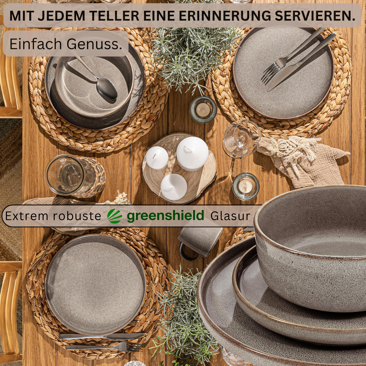 TAFELSERVICE KAIRO GRAPHIT - 18 teilig aus Steingut - Braun, Keramik (40/50/40cm) - Sänger