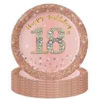 PAPPTELLER 16-teiliges Set 18. Geburtstag Rosa Roségold 17,8 cm - Rosa, Karton (17.8/1/17.8cm)