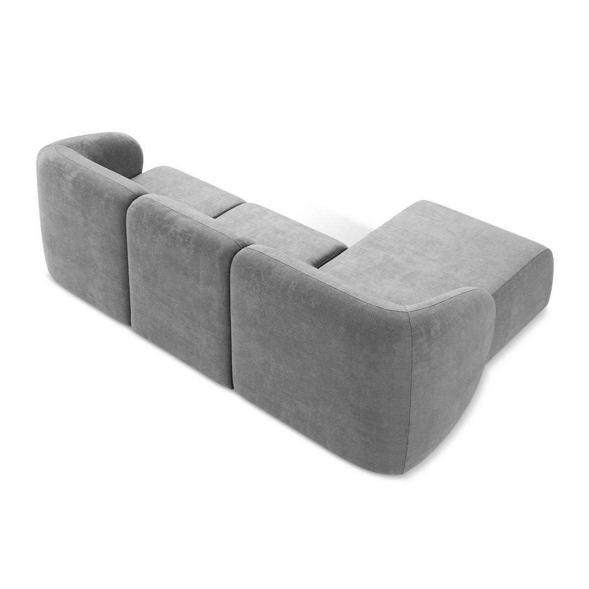 ECKSOFA Links Chenille Stoff Grau - Schwarz/Grau, Holzwerkstoff/Kunststoff (248/166cm) - LaMiaSofa