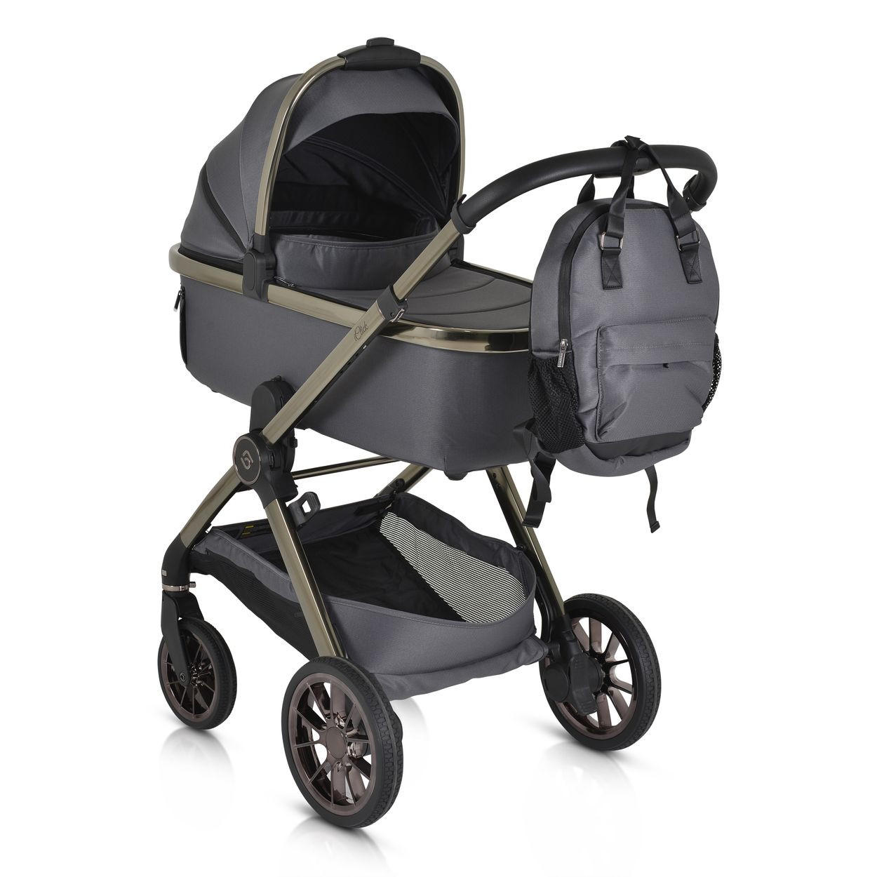 KINDERWAGEN 2 in 1 iClick grau klappbar, Wickeltasche, Sportsitz, Babywanne - Grau, Metall (74/60/106cm) - Cangaroo