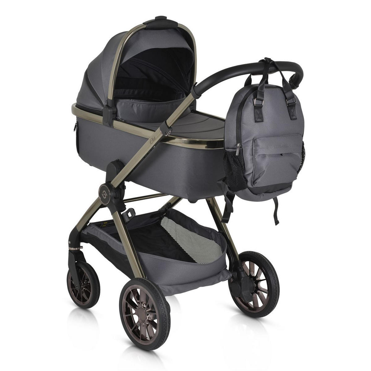 KINDERWAGEN 2 in 1 iClick grau klappbar, Wickeltasche, Sportsitz, Babywanne - Grau, Metall (74/60/106cm) - Cangaroo