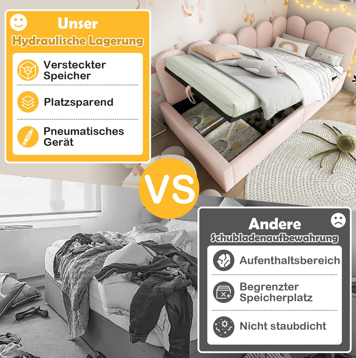 POLSTERBETT 90/200 cm Beige aus Samt mit Stauraum - Beige, Textil (90/200cm) - OKMYHOME