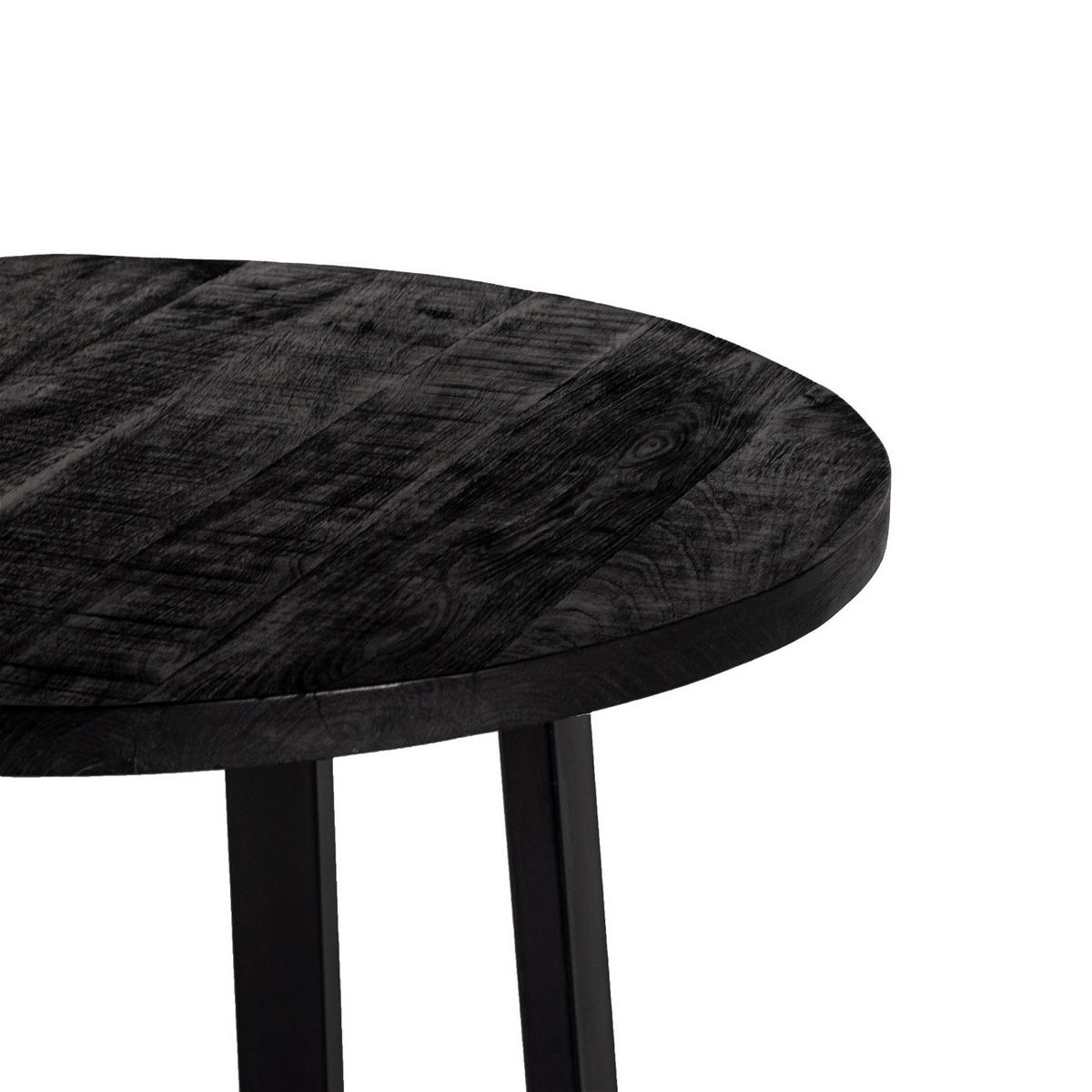 ESSTISCH aus Mangoholz 110x110x90cm, schwarz - Schwarz, Metall (110/110/90cm) - Giga Meubel