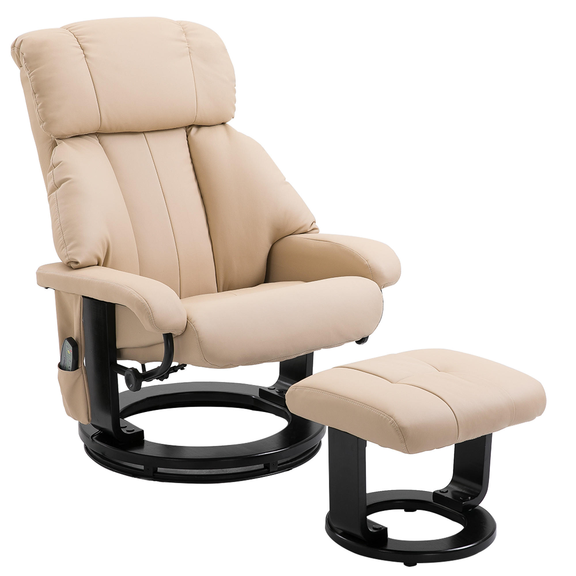 MASSAGESESSEL, samtartiges Polyester, Beige - Weiß, Leder (80/102/76cm) - HOMCOM