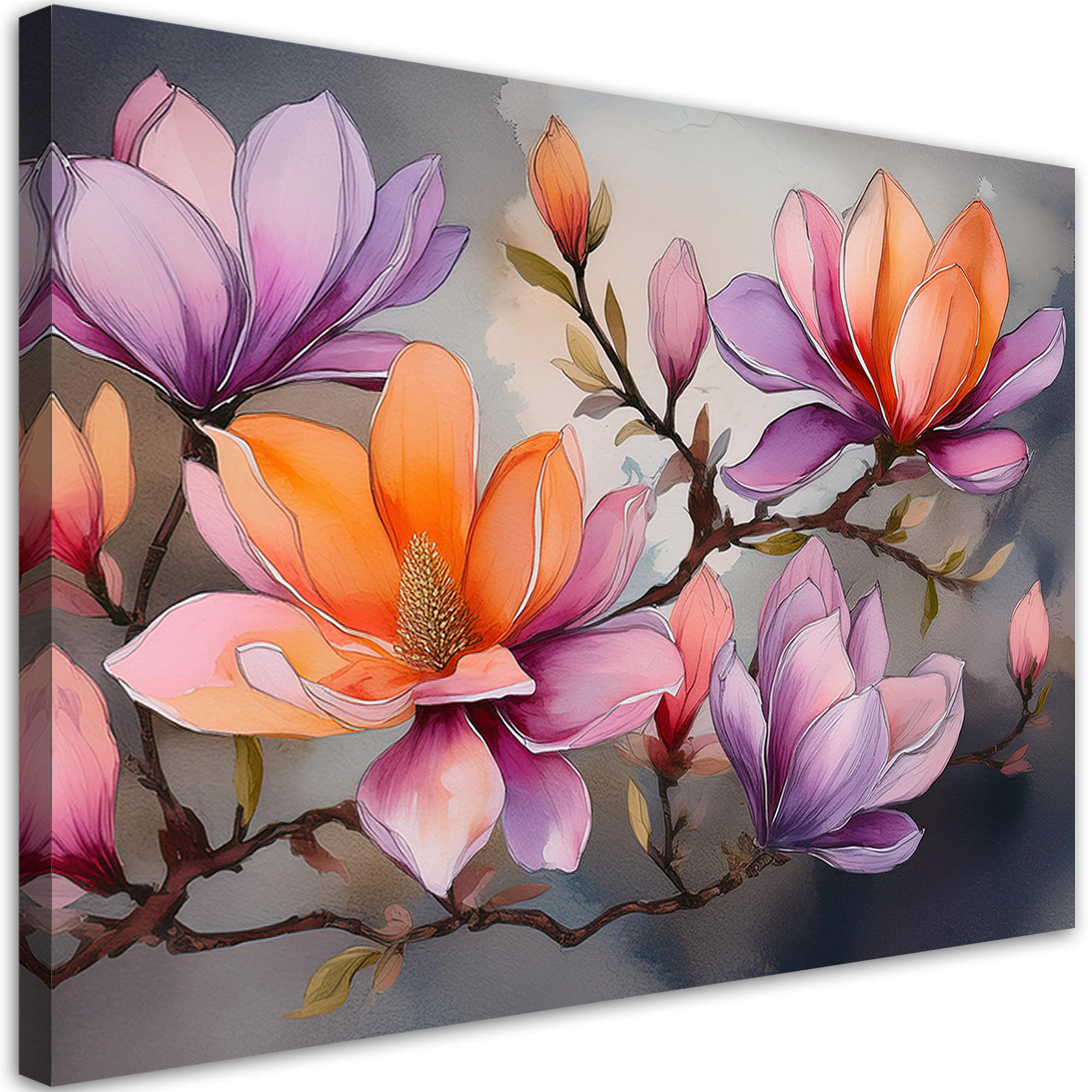 WANDBILD blume abstraktion aquarell - Multicolor, Textil (60/40cm) - Feeby