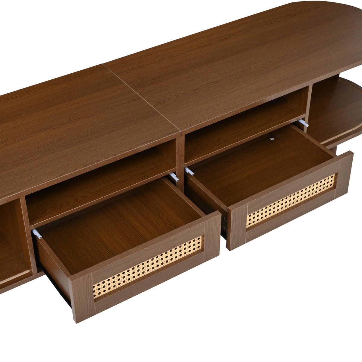 LOWBOARD 170/40/40 cm aus MDF mit Rattanfront und Schiebetüren Dunkelbraun - Braun, Holzwerkstoff (170/40/40cm) - Modenvie