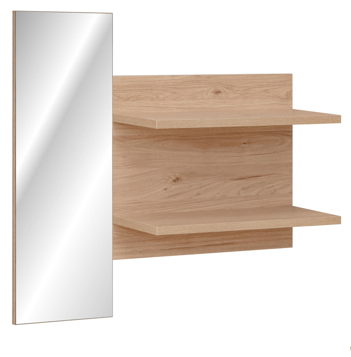 WANDSPIEGEL Eiche Jackson quadratisch 90 x 90 cm, Flurspiegel mit Ablage - Eichefarben, Glas/Holzwerkstoff (90/90/28cm) - Furn.Design