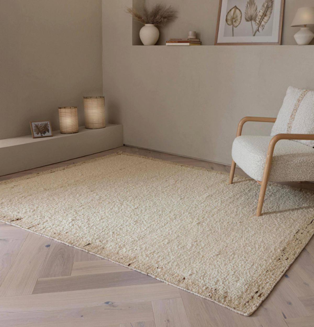 TEPPICH Wohn-/Schlafzimmer Flachgewebe BORDY Beige 200x290 cm - Beige, Naturmaterialien (200/290cm) - Novatrend