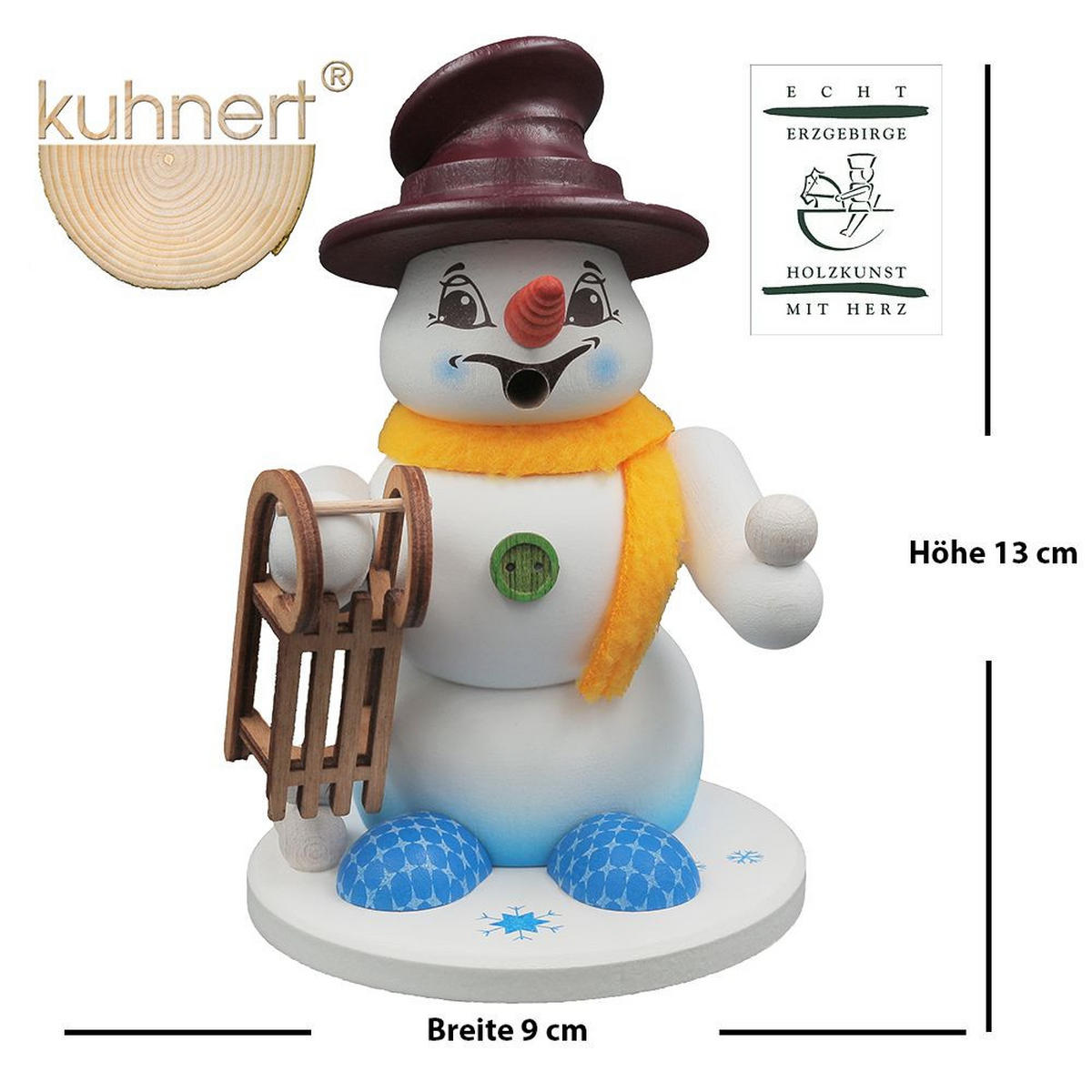 RAUCHFIGUR Scheemann Weiß Schlittenfahrer 13 cm - Multicolor, Holz (10/13/0.1cm)