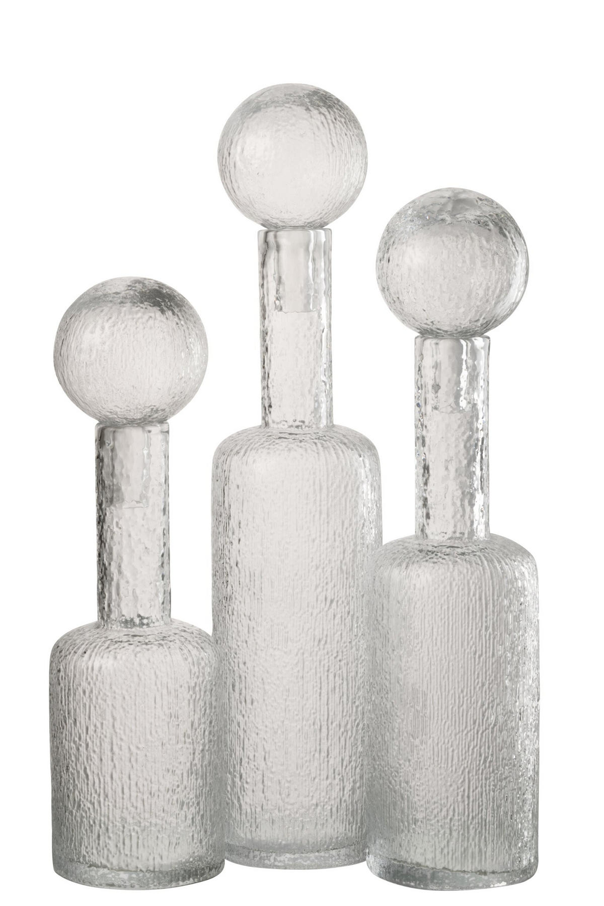 DEKOOBJEKT FLASCHE RELIEF Transparant - Transparent, Glas (12.5/56/12.5cm) - J-Line