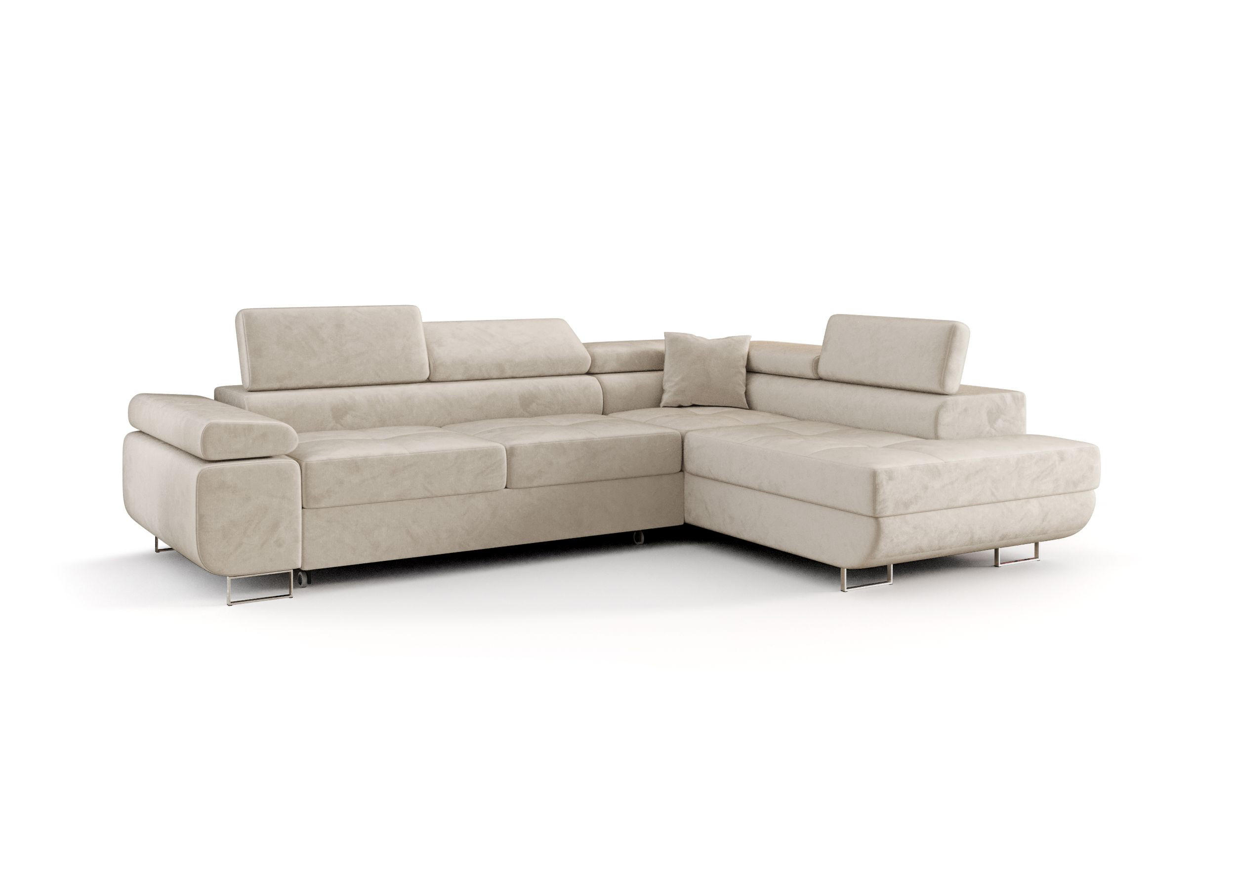 ECKSOFA EMILY mit Schlaffunktion Monolith 02 Rechts - Beige, Textil (275/200cm) - Bedante