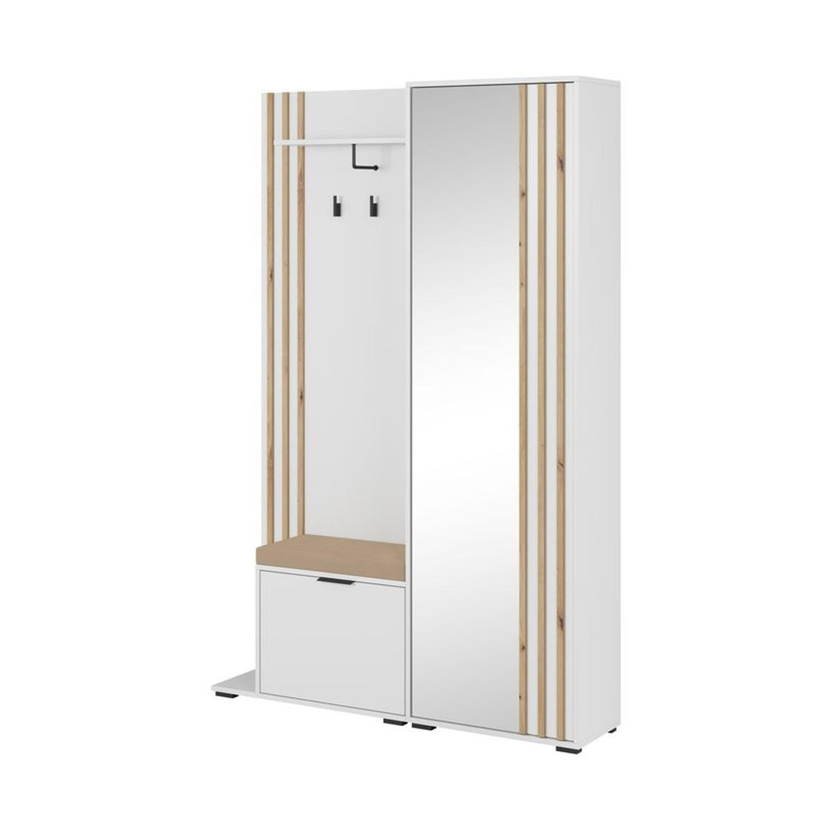GARDEROBENPANEEL – 192 cm – Nelly – Weiß - Weiß, Holzwerkstoff (131/192/40cm) - hi-markt
