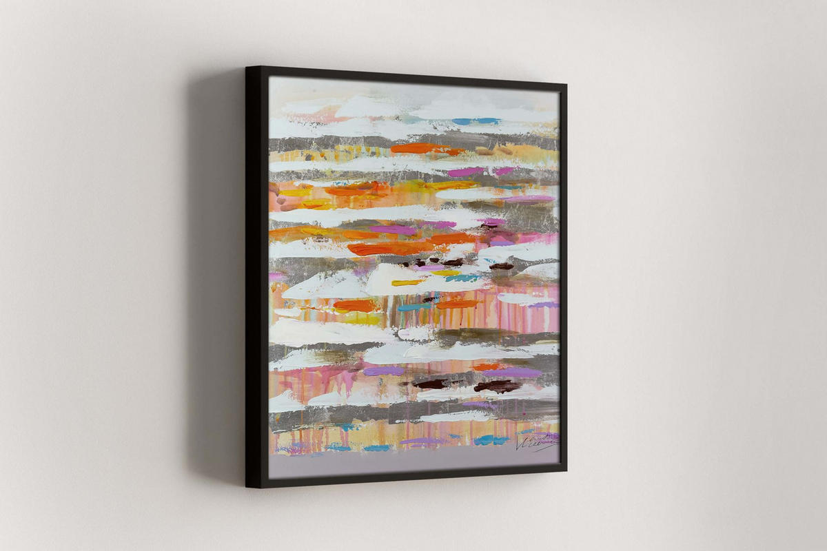 OLEJOMAĽBA 60/60 cm, Zvieratá - oranžová/viacfarebná, drevo/textil (60/60cm) - KUNSTLOFT