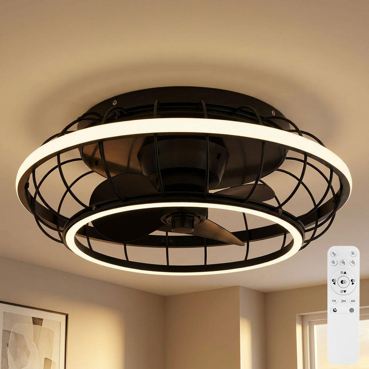 LED DECKENLEUCHTE LEONHARD Schwarz Kunststoff - Schwarz, Metall (50/50/18cm) - Globo Lighting