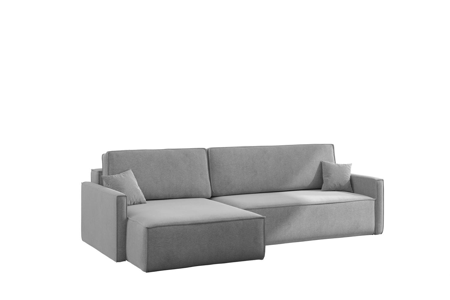 SCHLAFSOFA Carlos L-Form, Ecksofa Mit Bettkasten Und Schlaffunktion Stoff Salvador Rechts Grau - Grau, Holz/Textil (250/83/142cm) - Kaiser Möbel