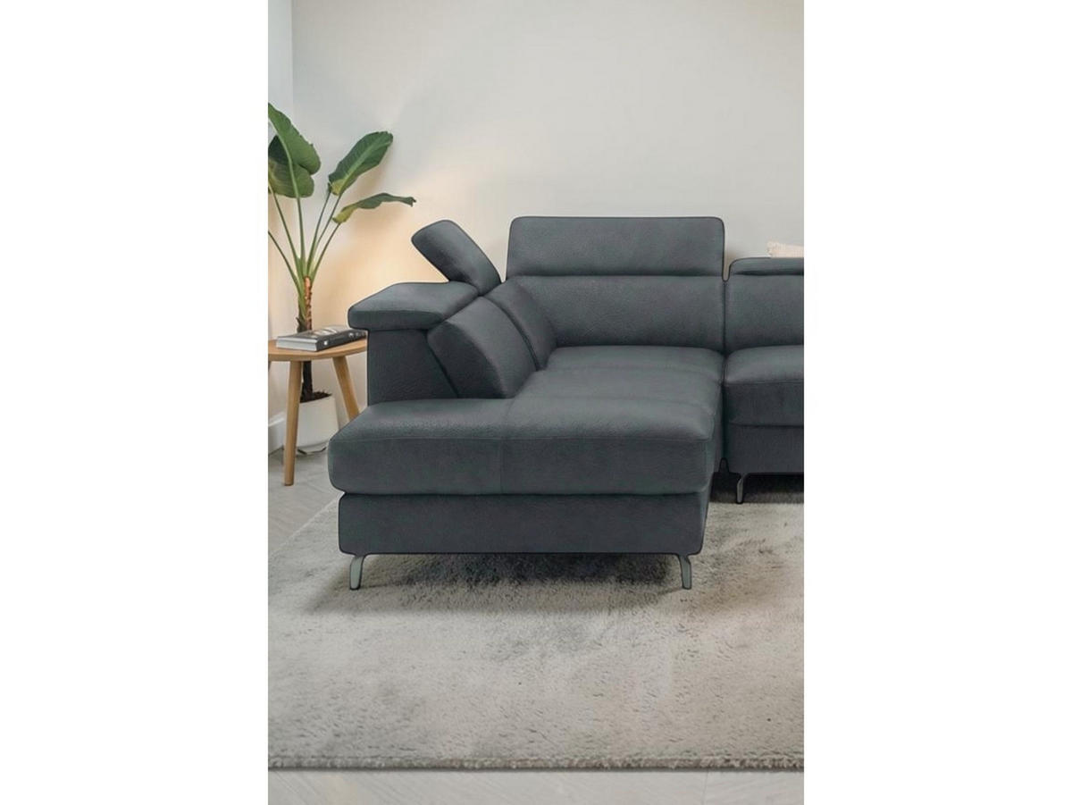 ECKSOFA Ambassador Echtleder Anthrazit - Anthrazit, Leder/Metall (272/224cm)
