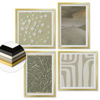 WANDBILDER 4er Set - 50x50 cm & 40x60 cm Goldrahmen - Abstrakte Boho-Muster - Goldfarben, Kunststoff (50/50cm) - ArtPrintCave