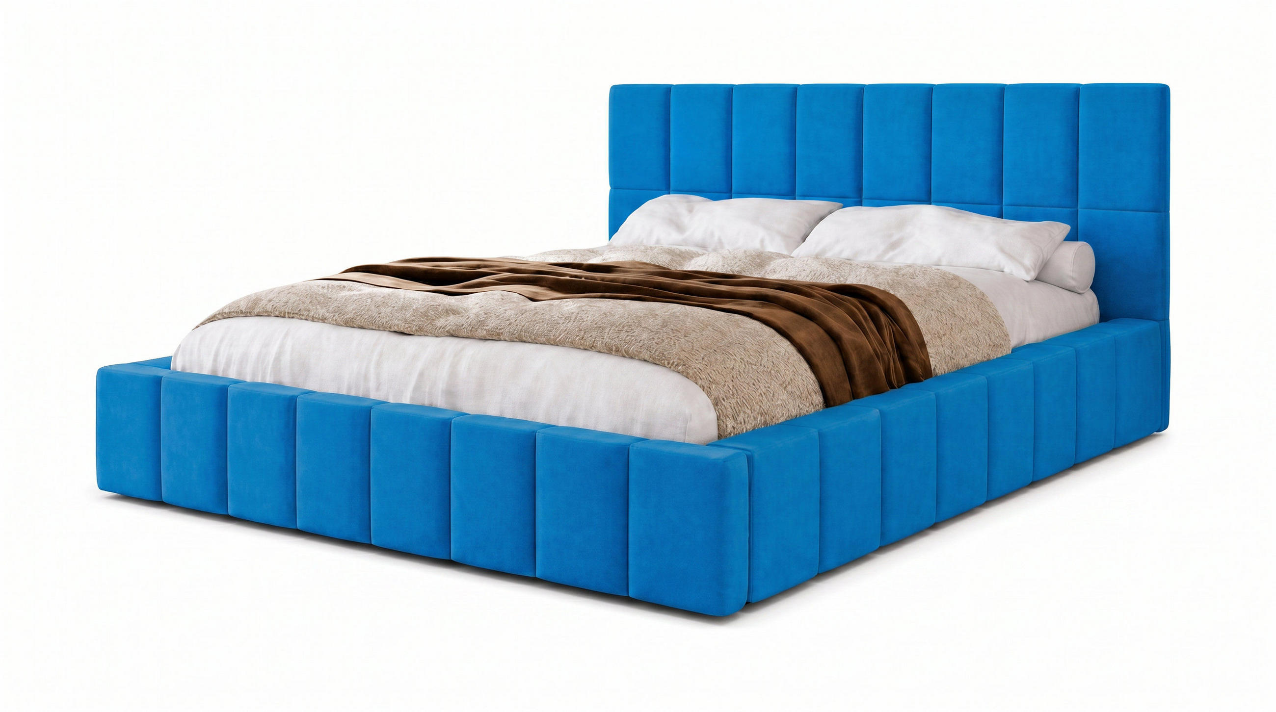POLSTERBETT 200x200 cm, Alma, Doppelbett mit Bettkasten, Lattenrost aus Holz, Velourstoff, Blau - Blau, Holz/Kunststoff (200/200cm) - Marpur