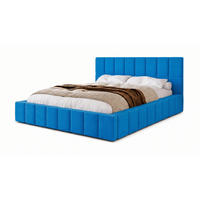 POLSTERBETT 200x200 cm, Alma, Doppelbett mit Bettkasten, Lattenrost aus Holz, Velourstoff, Blau - Blau, Holz/Kunststoff (200/200cm) - Marpur
